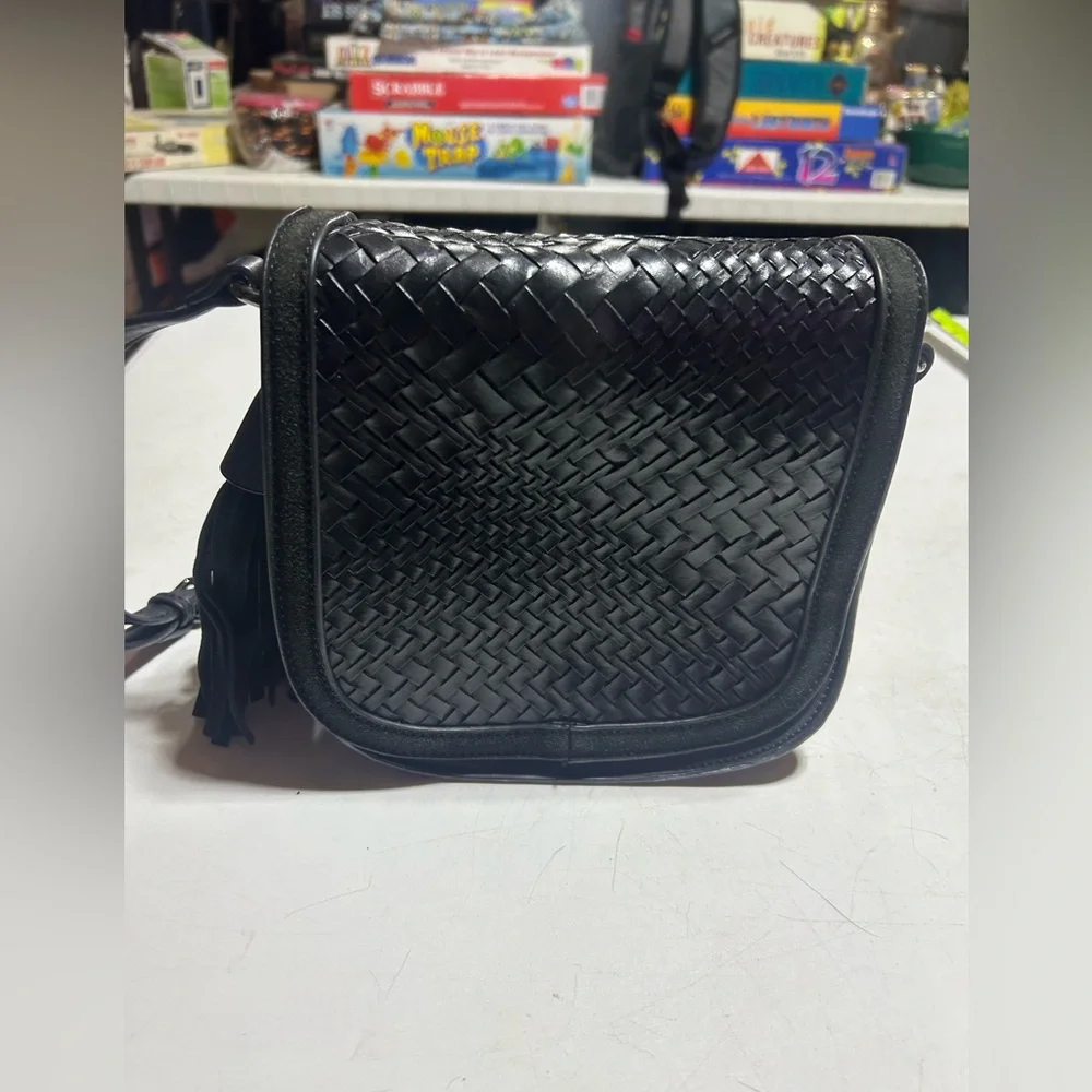 Gussaci Faux Leather/Suede Black Shoulder Bag - Picture 2 of 11